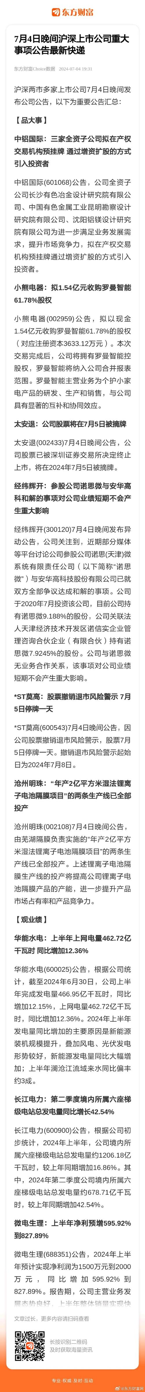 8月15日晚间沪深上市公司重大事项公告最新快递