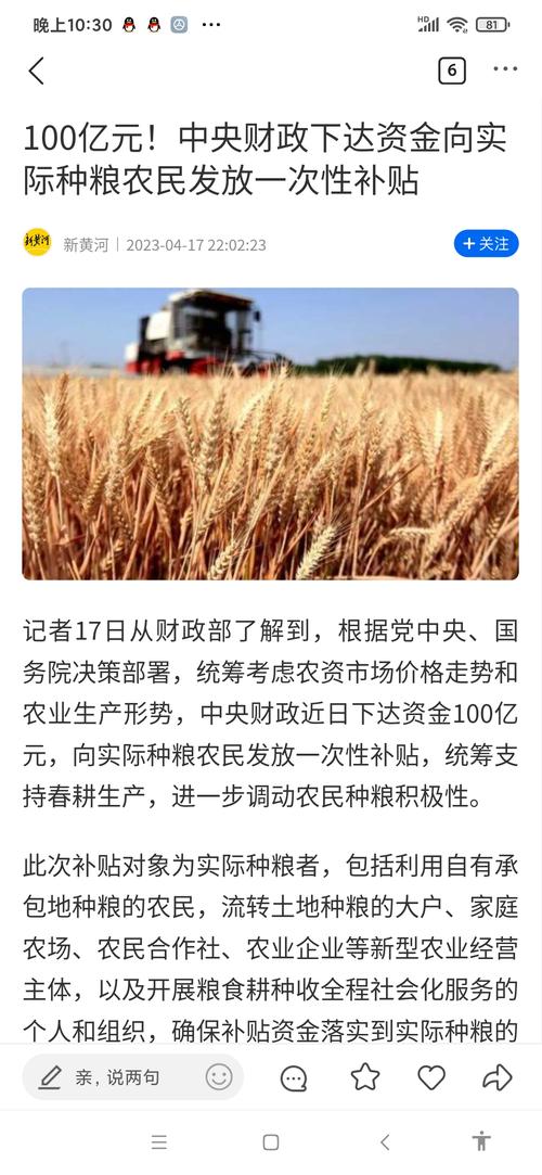 中央财政对实际种粮农民发放一次性补贴200亿元