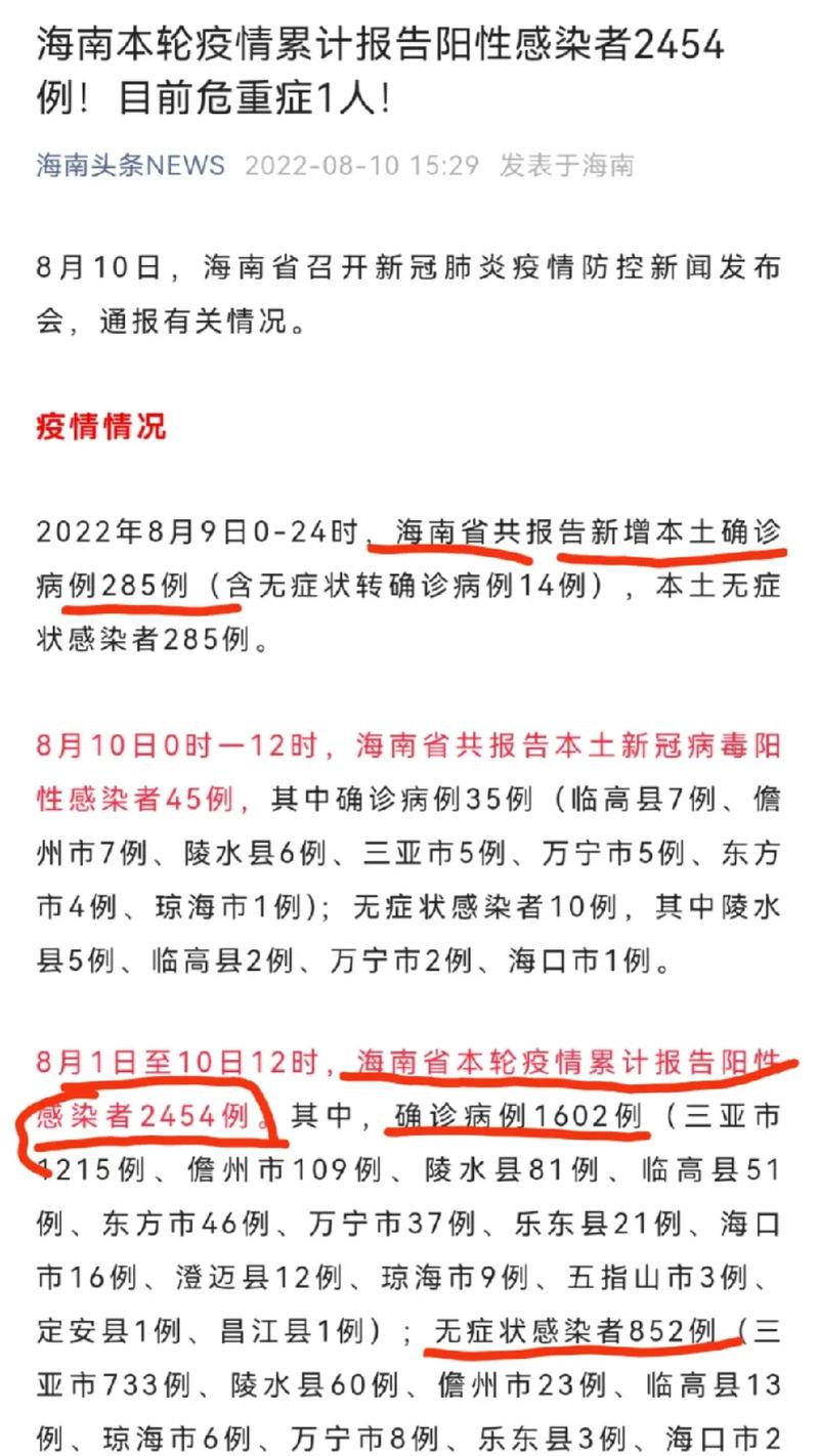 海南本轮疫情累计报告1140例阳性感染者 8月7日启动全省全员核酸检测