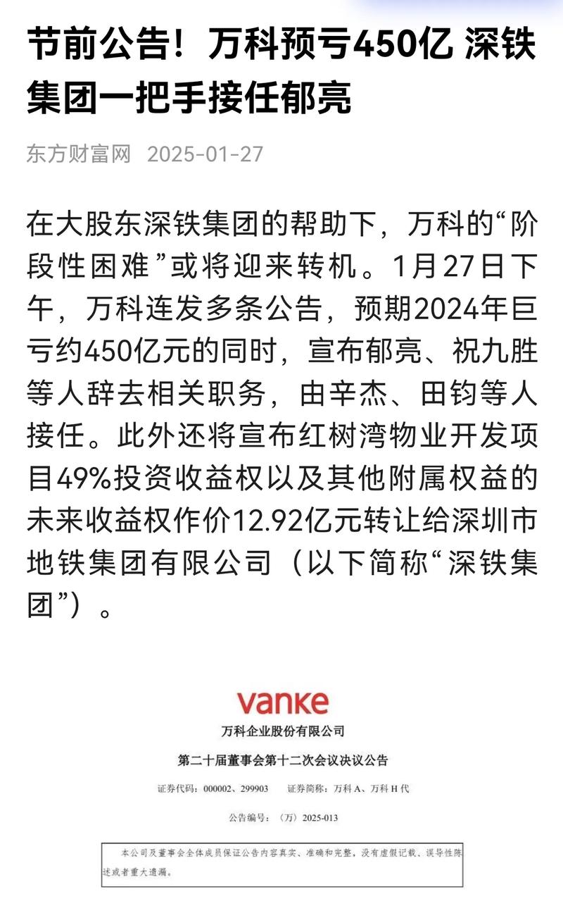 净利下滑45.7%! 万科董事长郁亮向股东道歉