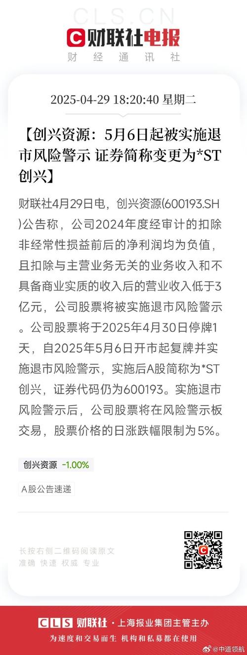 今年A股首家“面值退市股” ST锐电今日起进入退市整理期